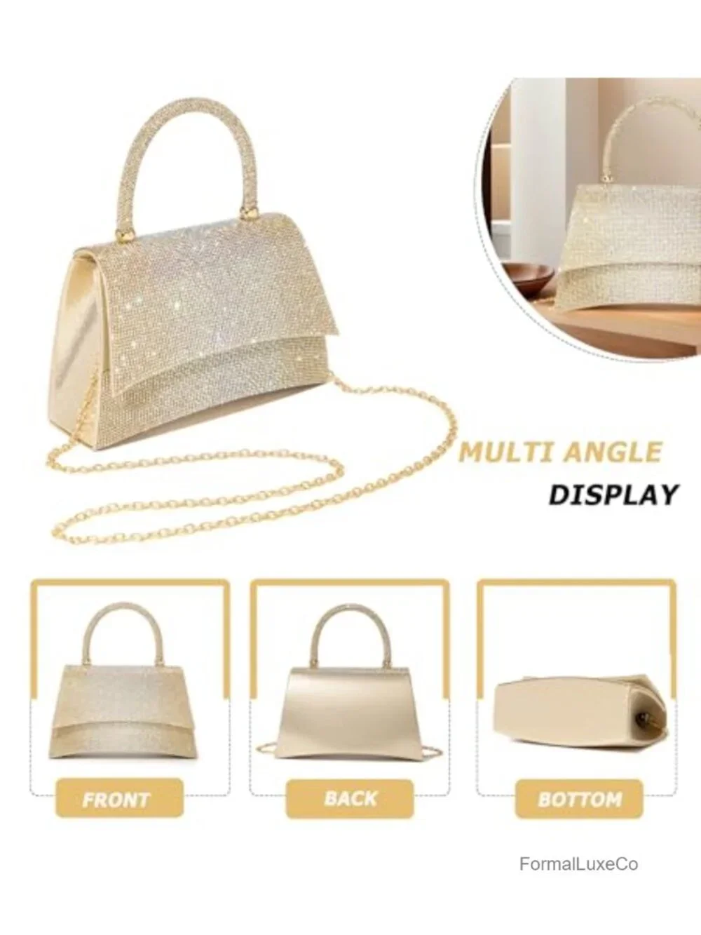 Rhinestones Clutch Purse Sparkly Shoulder Bag Handbag Wedding Evening Crossbody